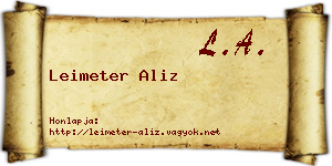 Leimeter Aliz névjegykártya